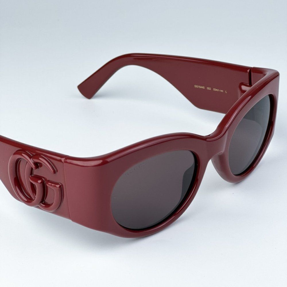 NEW Gucci GG1544S 002 Burgundy Brown Unisex Oval Sunglasses GG 1544S - Picture 7 of 9
